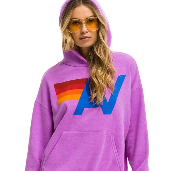 Aviator Nation Jackets & Blazers - Aviator Nation LOGO PULLOVER RELAXED HOODIE - NEON PURPLE